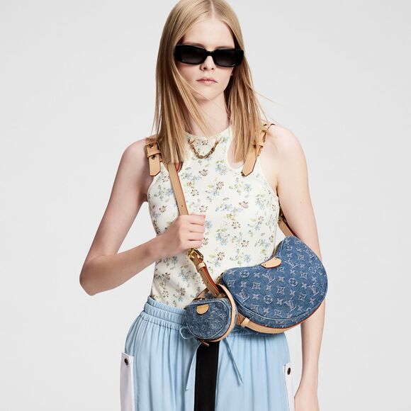 Louis Vuitton 2024 Croissant MM Monogram Denim Blue Shoulder Bag - Picture 1 of 11
